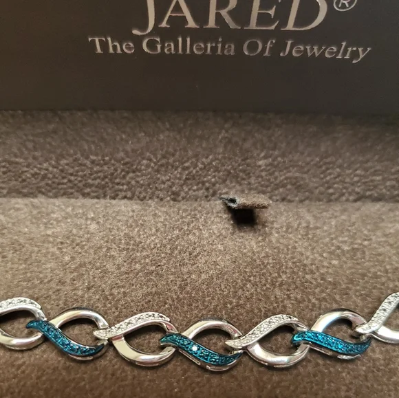 Sterling Blue White Diamond Infinity Bracelet - Picture 17 of 17